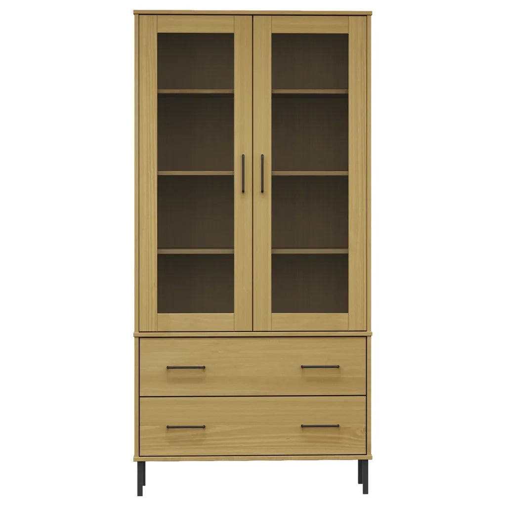 Libreria con Gambe Metallo Marrone 85x35x172,5 cm Massello OSLO