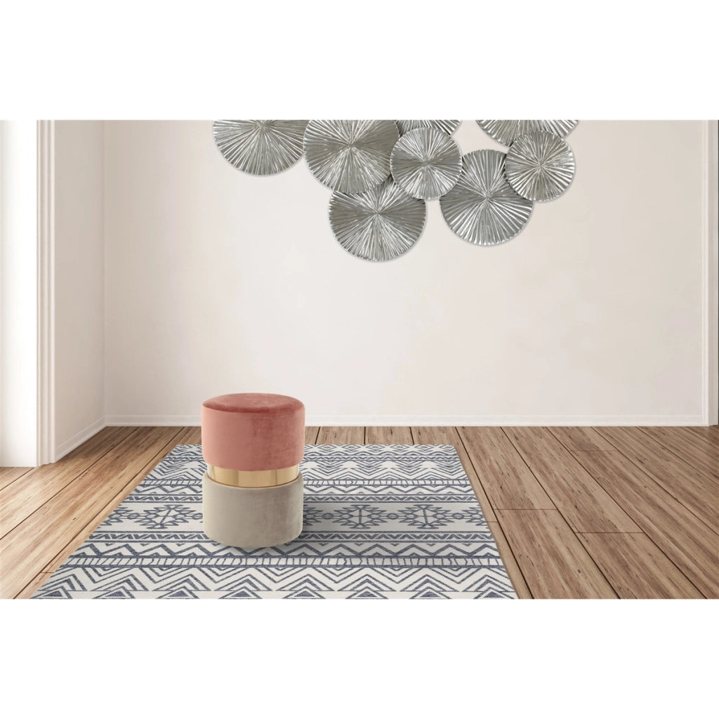 Pouf contenitore Gipsy in velluto rosa antico e taupe