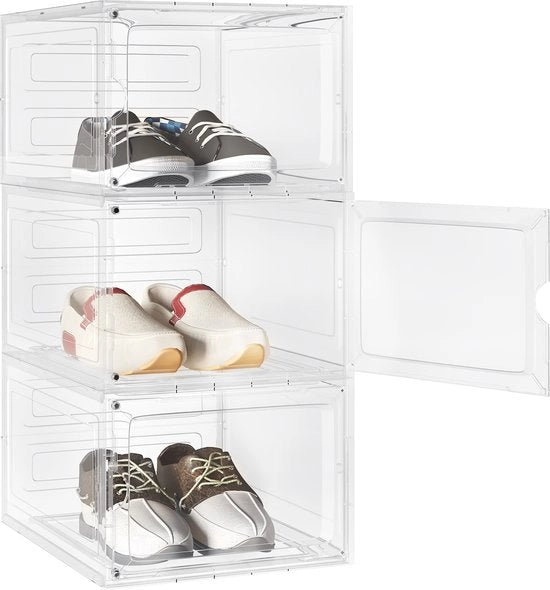 Scatola per scarpe Perseus - trasparente - 3 pezzi - Scatola per sneaker - Scatola per scarpe - Sistema di ripostiglio - Scatola di ripostiglio
