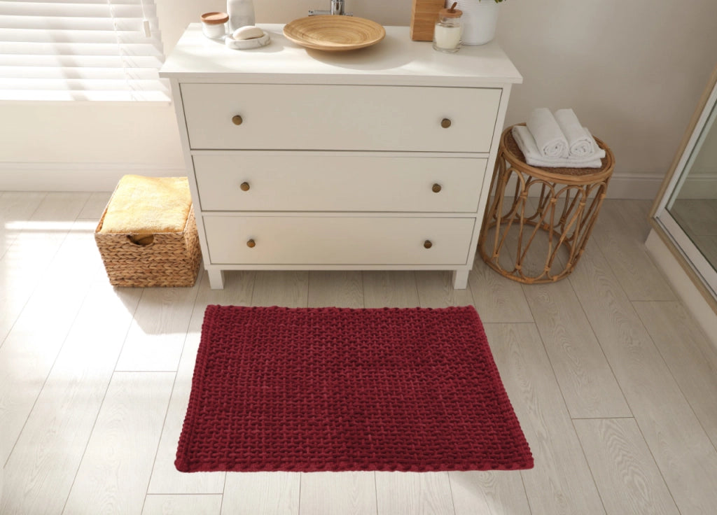 Tappeto Bagno Doccia Antiscivolo In Microfibra Super Assorbente Osaka - 60x120 - Bordeaux