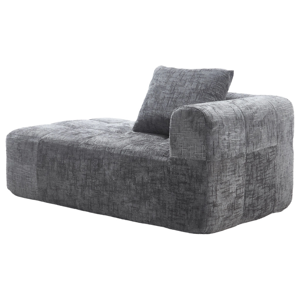 Chaise Longue Divano con Cuscini ¨C MINIMAL ¨C Grigio, Tessuto Morbido
