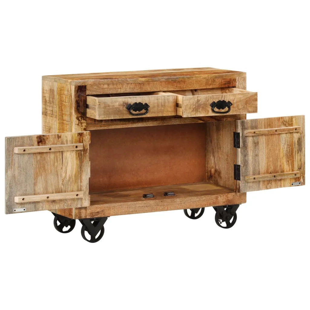 Credenza | Madia | Buffet da pranzo | Armadio da pranzo 80x30x65 cm in Legno Grezzo Massello di Mango