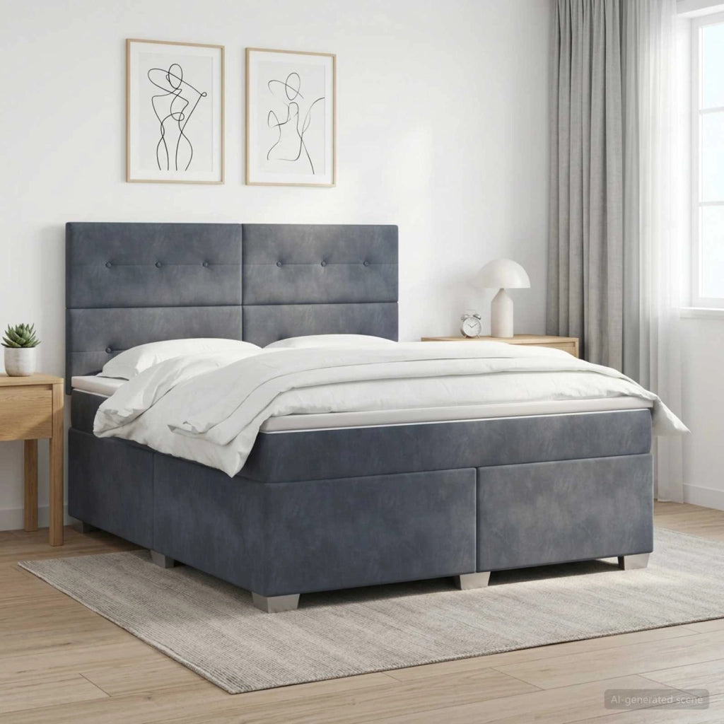 Letto box spring con materasso Grigio Scuro 180 x 200 cm 3453693