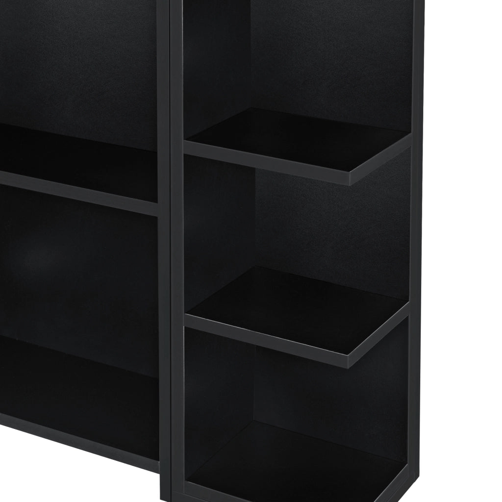 Armadietto da Muro Harstad per Bagno con Specchio Anta e Ripiani Laterali 64x80x20 cm - Nero [en.casa]