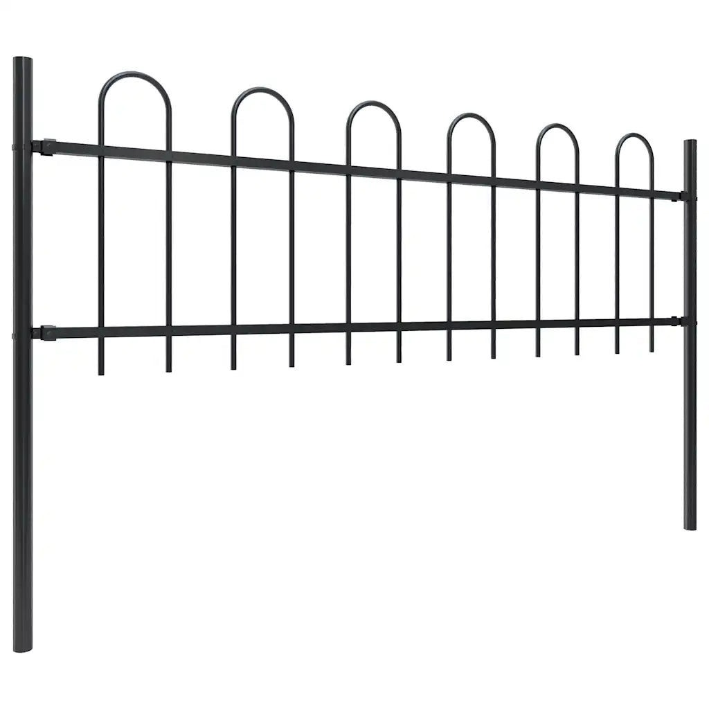 Recinzione da Giardino BOXTEL con Parte Superiore ad Anello in Acciaio 170x60 cm Nero 144928