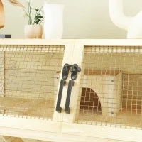 Gabbia per Criceti in Legno con Scaffale, Ruote, Rampe, Bottiglia d'Acqua, Casetta, Altalene, 87 x 43 x 101cm, Legno Naturale