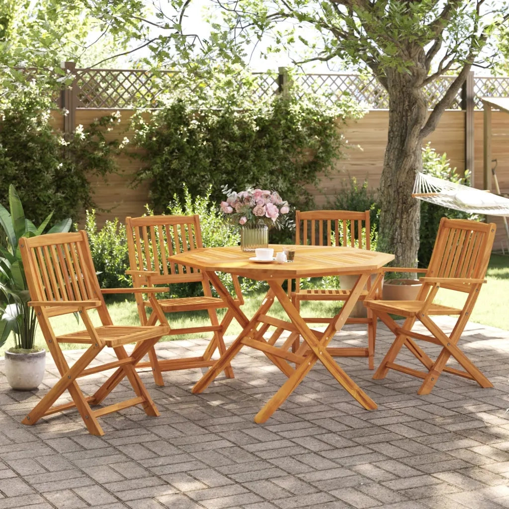 Set Pranzo da Giardino Pieghevole 5pz Legno Massello di Acacia 3295248
