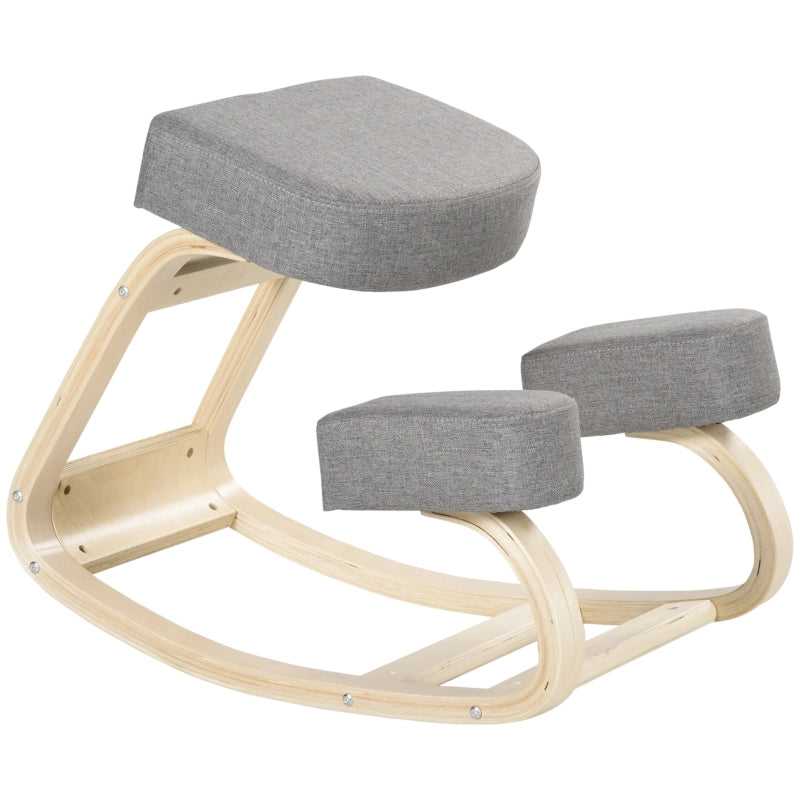 Sgabello ergonomico per ginocchia con supporto postura e montaggio per ufficio e studio in legno grigio 51 × 69 × 58 cm