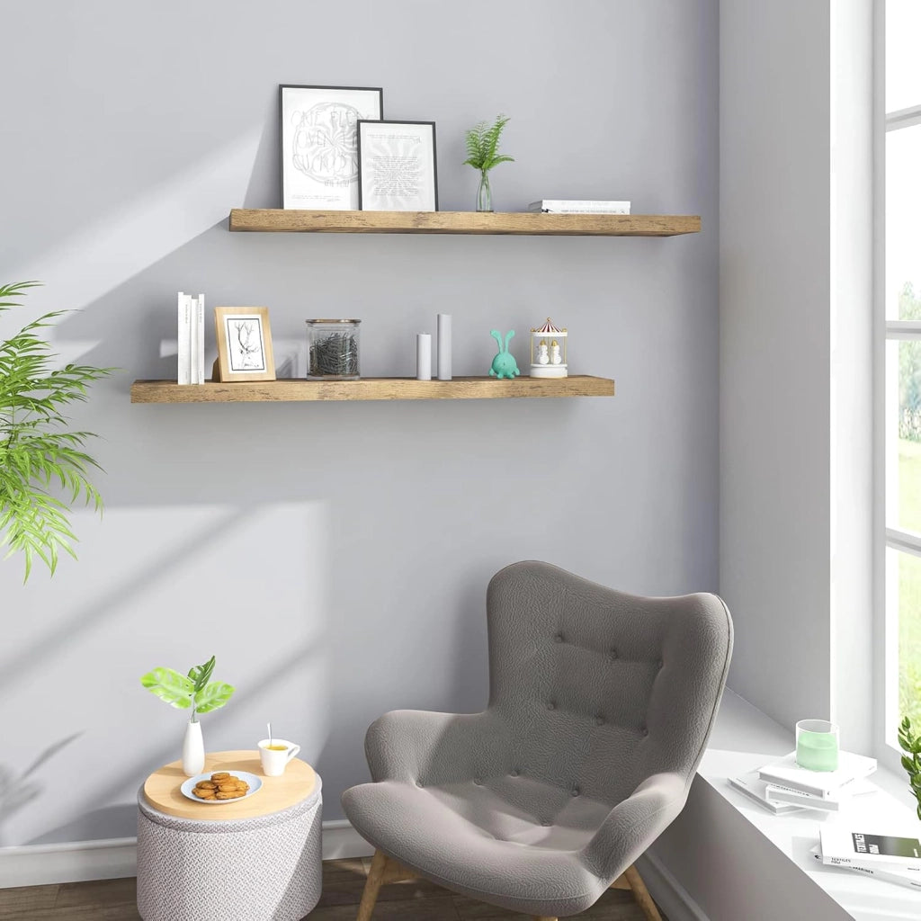 Mensola da Parete, Mensola da Muro, Legno MDF, Set di 2, per Cucina, Bagno, Soggiorno, ECC RG9318hov-2