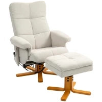 Poltrona massaggiante con poggiapiedi reclinabile a 145°, in poliestere, 80 x 86 x 99 cm, Avorio