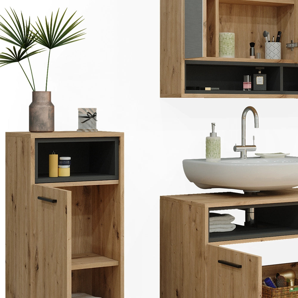 Vicco Set di mobili da bagno Rovere artigianale 3 parti