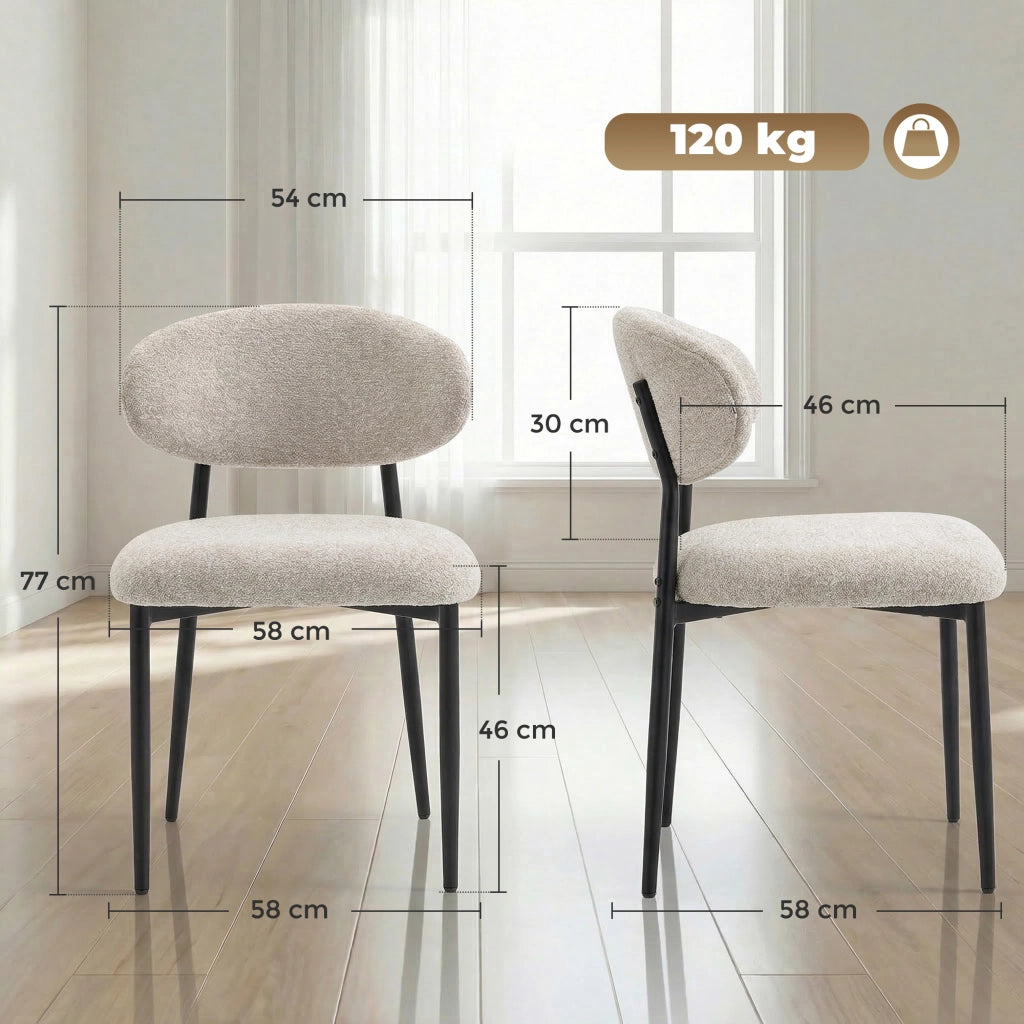 Sedia da pranzo imbottita ¨C Zephmum ¨C Beige, gambe in metallo