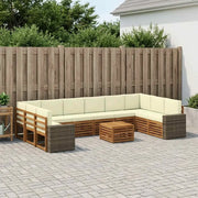 Set di divani da esterno 11 pcs Naturale e Crema Poliestere