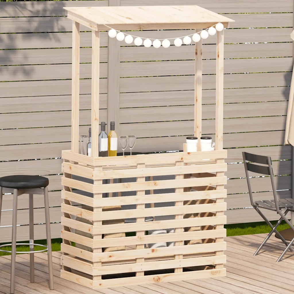 Tavolino da Giardino | Tavolo Bar da Esterno con Tetto 112,5x57x195,5cm Legno Massello