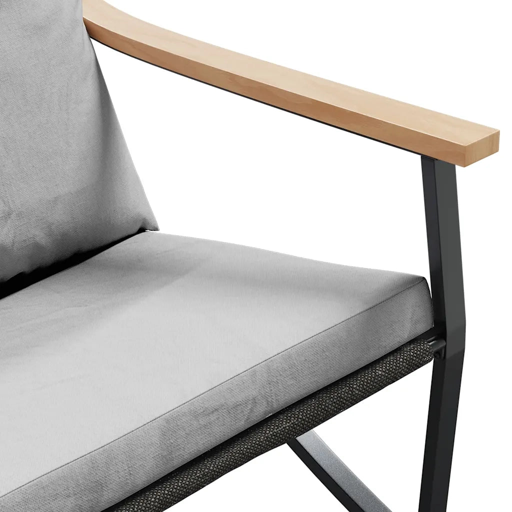 Set Mobili da Balcone 3 pz con Cuscini Nero in Acciaio