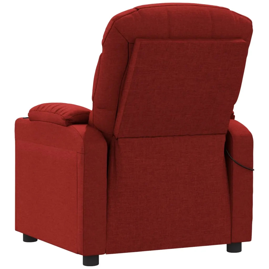 Poltrona Massaggiante Elettrica Rosso Vino in Tessuto 348085