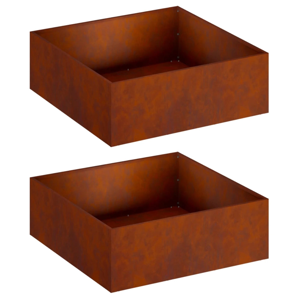 Vaso da giardino 2 pz Ruggine 40 x 40 x 20 cm Acciaio Corten 8004993