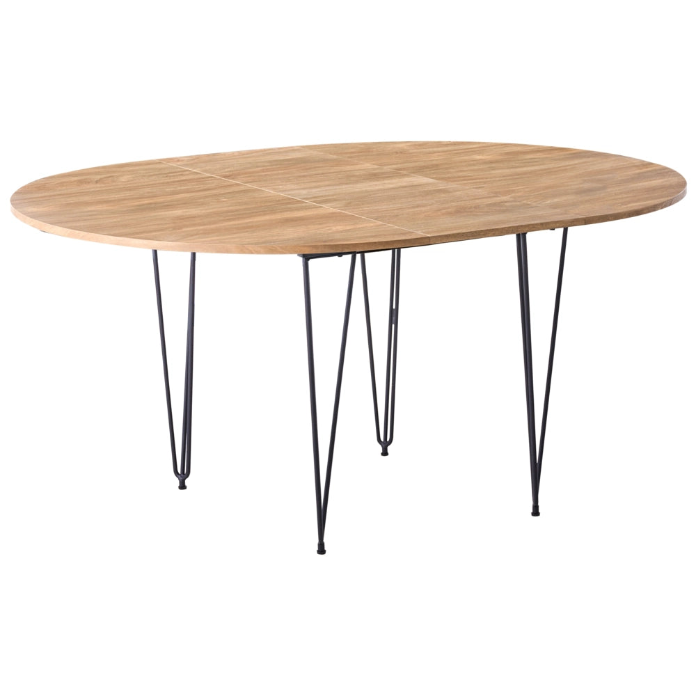 Tavolo da pranzo allungabile Marrone MDF Gambe in metallo 120/160 x 120 cm Meccanismo ad ala di farfalla Ovale