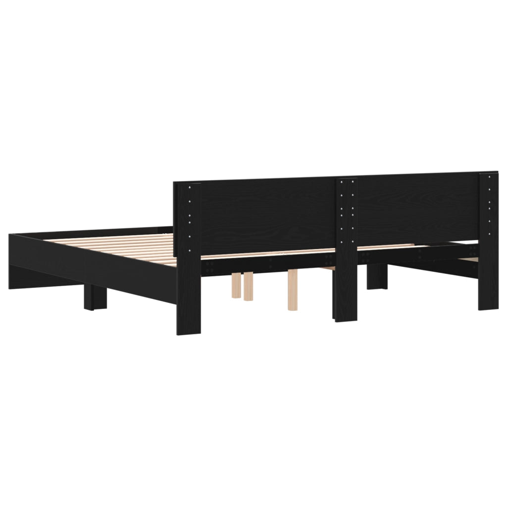 Struttura letto con testata rovere nero 180x200 cm legno ingegnerizzato