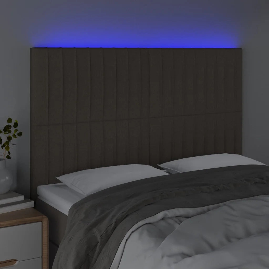 Testiera | Testata a LED Tortora 144x5x118/128 cm in Tessuto