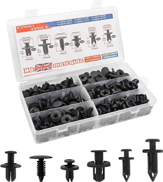 Kit di Clip di Attacco per Auto - 190 Pezzi - Clip di Trasformazione del Corpo - Protezione del Parabrezza - Universale .