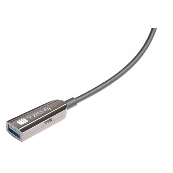 Cavo Ottico Attivo USB 3.2 SuperSpeed Active Optical Cable USB A M/F 100m Nero