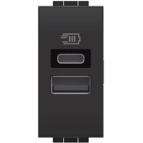 CARICATORE USB TIPO A+C 1M BTICINO LIVING LIGHT - ANTRACITE