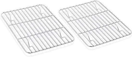 Set di riscaldamento per gelatiera di 2, piccolo set di teglie in acciaio inossidabile, teglia rettangolare per forno, cottura, raffreddamento, grigliatura, salutare e sostenibile, resistente a forno e lavastoviglie - 21,5 x 16 cm