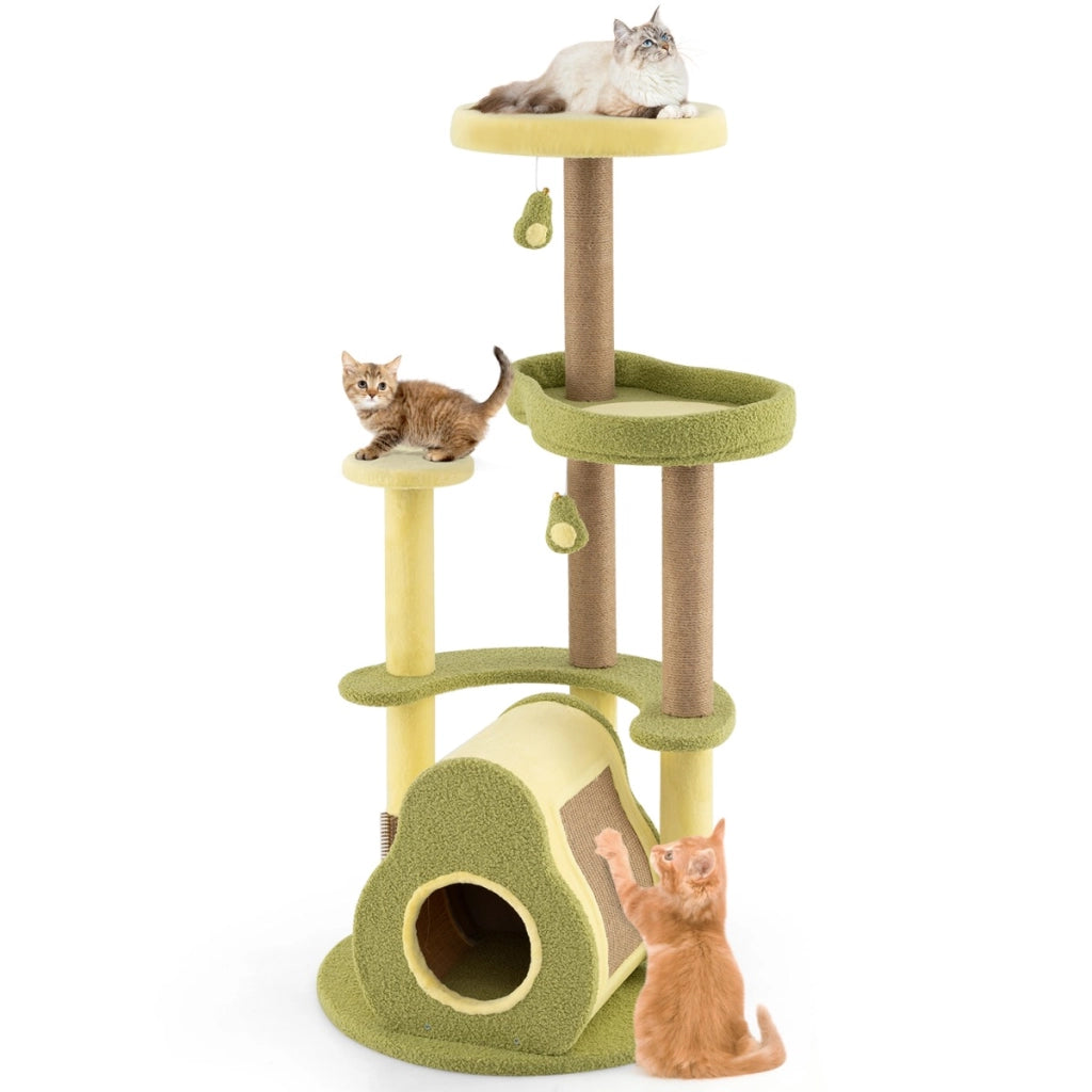 Albero per gatti a forma di avocado con condominio, Torre per gatti multilivello con struttura per arrampicata-Alberi Tiragraffi