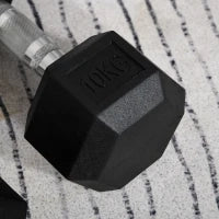 Set 2 Manubri Esagonali da 10kg in Metallo e Gomma per Workout in Palestra, Casa e Ufficio, Nero