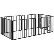 RECINTO PER CANI A 6 PANNELLI MODULABILI DA INTERNO ED ESTERNO, IN ACCIAIO, 164X83X60 CM, NERO