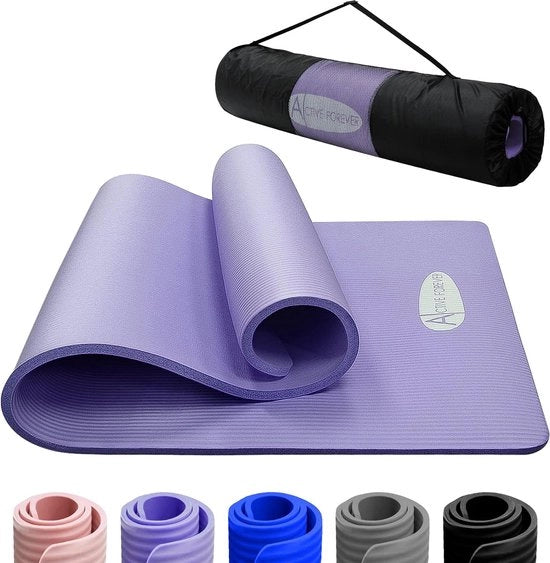 Mat di yoga per donne e uomini, schiuma NBR, mat di yoga per donne e uomini, alta densità, antiscivolo, tappetino di allenamento con tasca libera, borsa portatile, per yoga, pilates, HIT, casa, allenamenti e palestra (rosa)