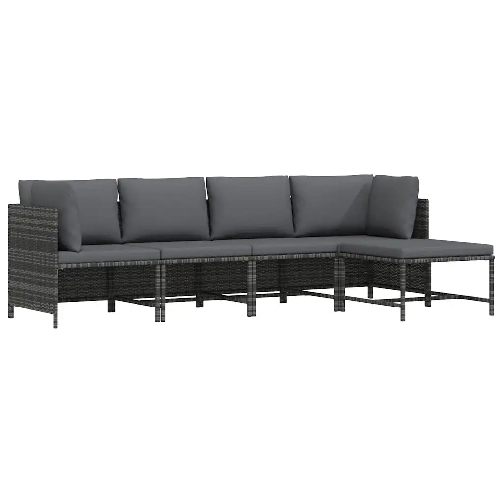 Set Divani da Giardino 4 pz con Cuscini in Polyrattan Grigio 313502