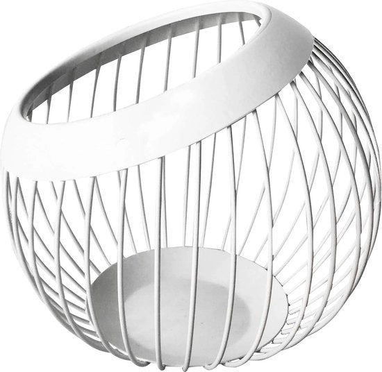 Piatto per frutta da 20 x 18 cm con filo di metallo - contenitore per snack di frutta duraturo e stabile - bianco