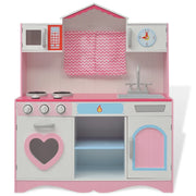 Cucina Giocattolo in Legno 82x30x100 cm Rosa e Bianca CFW9307807