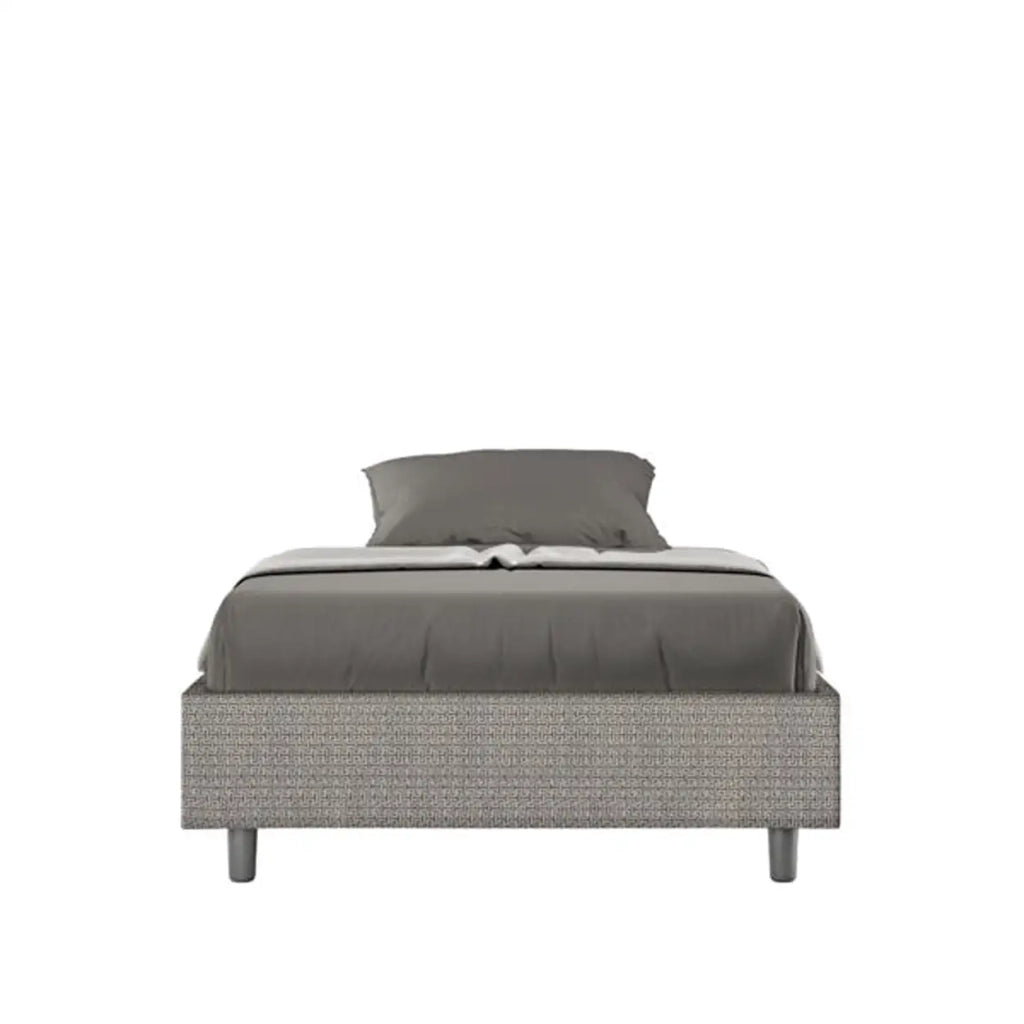 Letto una piazza e mezza contenitore imbottito 120x190 tessuto Labirinto 2 grigio Azelia