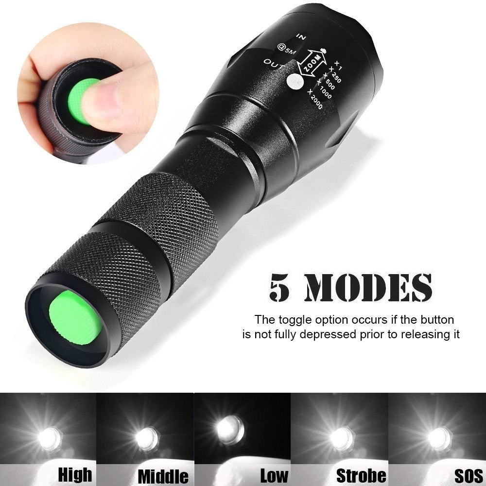 Trade Shop - Torcia Tattica Militare A Led Ultra Luminosa 1200 Lmn Impermeabile Con 5 Mod. -