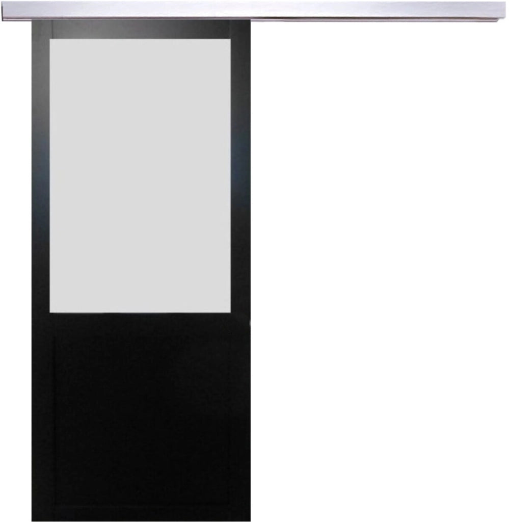 Porta Scorrevole Vetro Athena Nera H204 x L83 + Binario in Alluminio