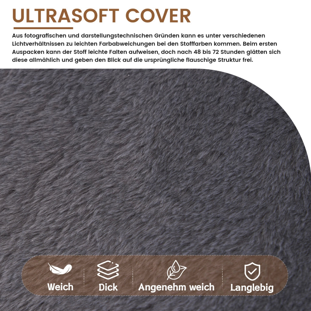 Poltrona pouf con schienale - design avvolgente per relax - in poliestere grigio