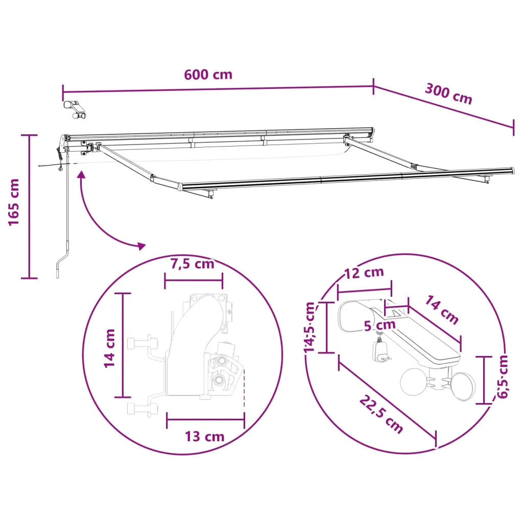 Tenda Retrattile Grigio chiaro e bianco 600 × 300 cm 3426480