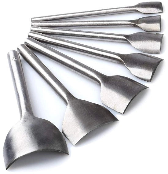 Set di 7 semilunari in pelle per lavorazione di chiodi, punte, cinghie, portafogli, borse, DIY, artigianale