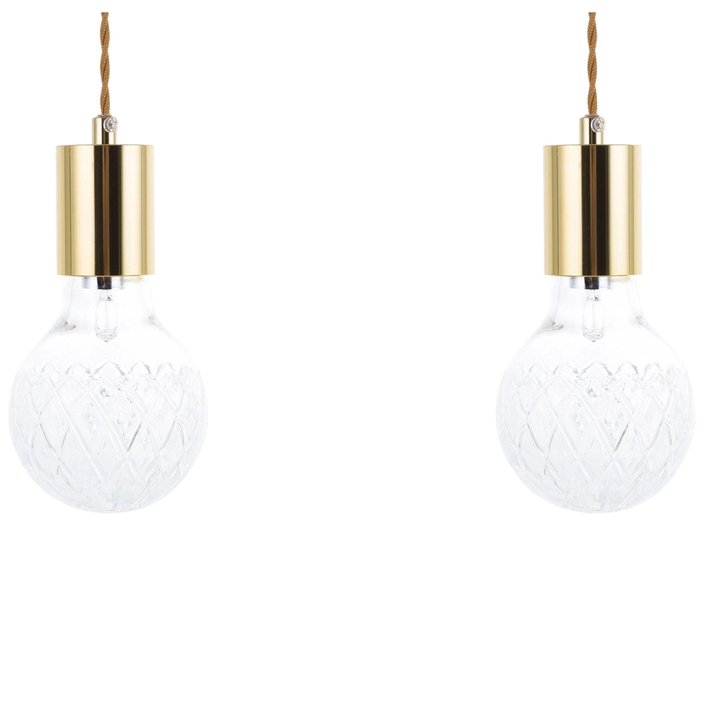 Set di 2 lampade a sospensione Lampadina industriale minimalista in vetro dorato