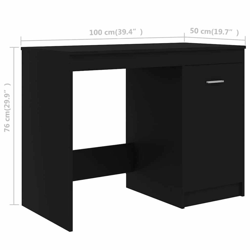 Desk Black 100x50x76 Cm Wood Material