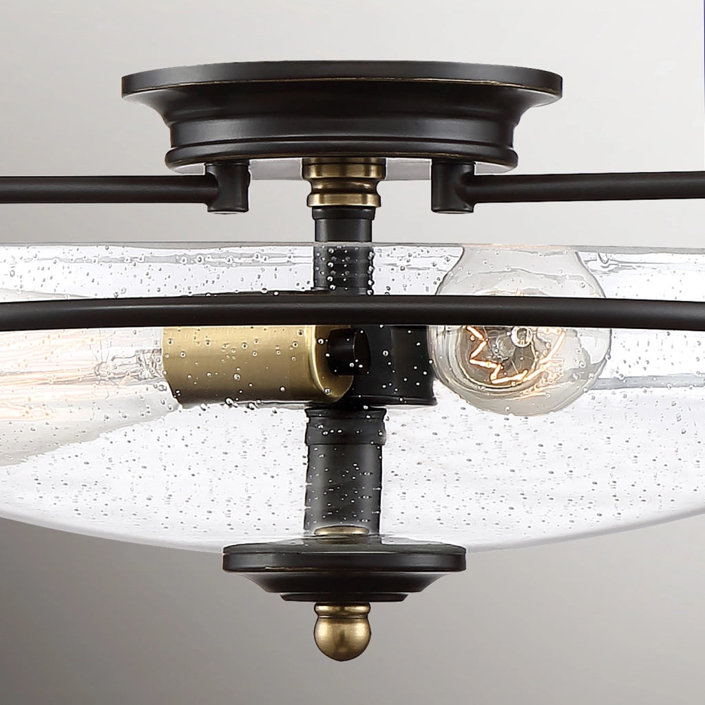 Plafoniera Industrial Nordica Griffin Acciaio Bronzo Ottone 3 Luci E27