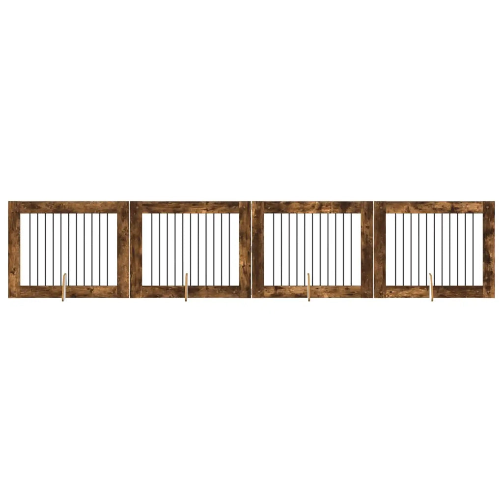 Cancello per cani con supporti 4 pcs Rovere Fumo 100 x 80 cm 892063