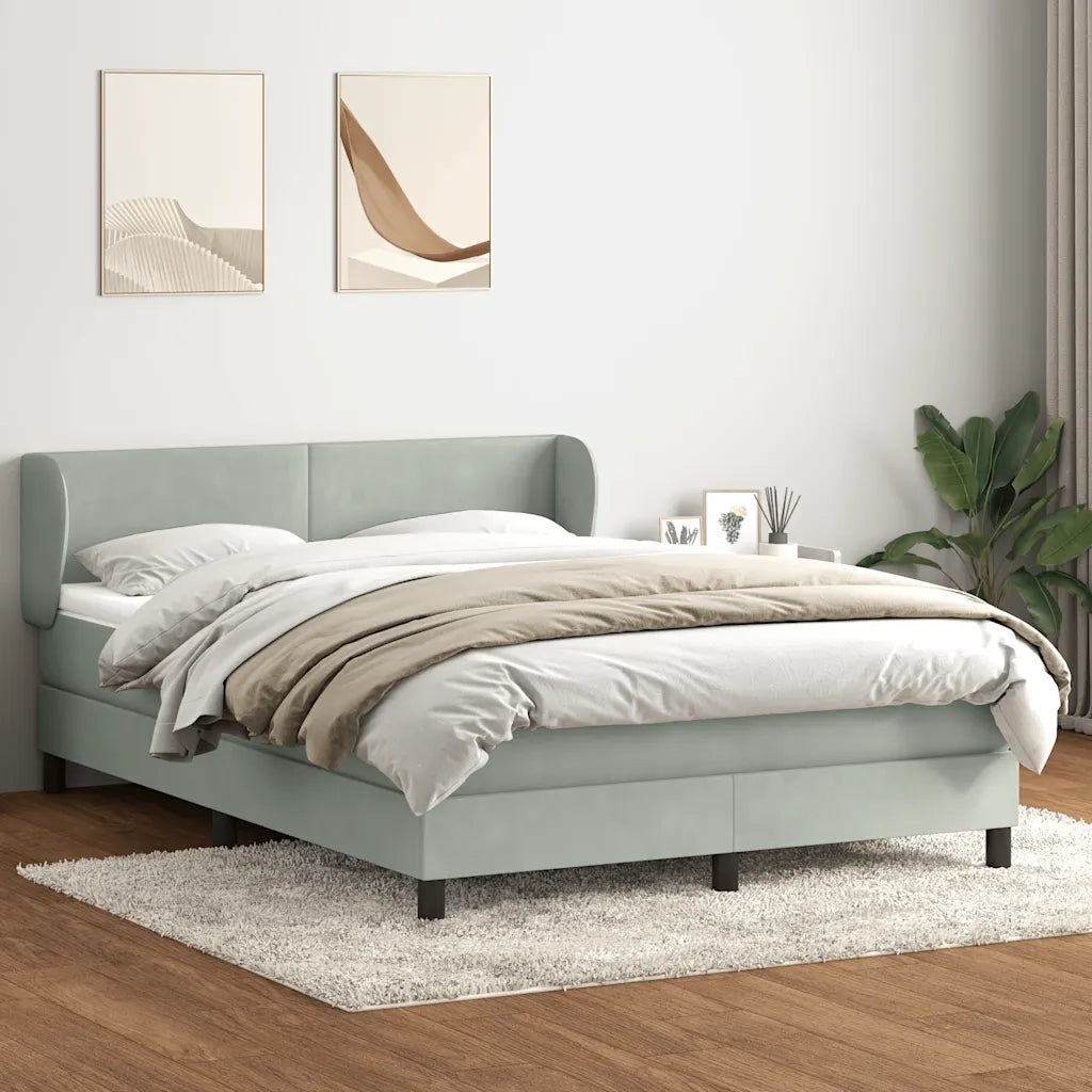 vidaXL Giroletto a Molle con Materasso Grigio Chiaro 160x210cm Velluto
