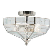 Lampada A Soffitto Contemporanea Old Park Ottone Nichel Lucido Vetro 2 Luci E27