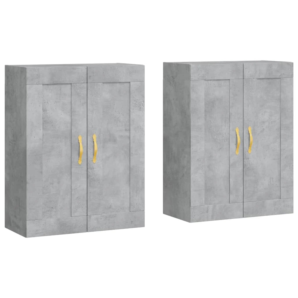 Set di 2 pratici armadietti a muro 69,5 x 34 x 90 cm in legno composito grigio cemento 02_0055499