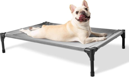 Letto per Cani Elevato per Giardino per Piccoli Medi Grandi Cani Letto per Cani in Giardino e Interno Dimensioni 94,5 x 61 x 18 cm Colore Grigio
