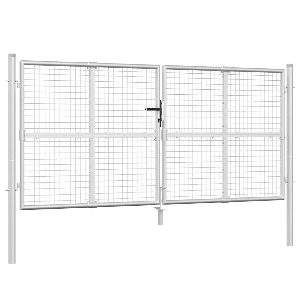 Cancello da Giardino in Rete Argento 300x125 cm in Acciaio Zincato 154531